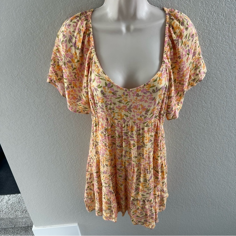 Billabong Take a Chance Printed Tiered Baby-Doll Dress size large - Picture 3 of 12